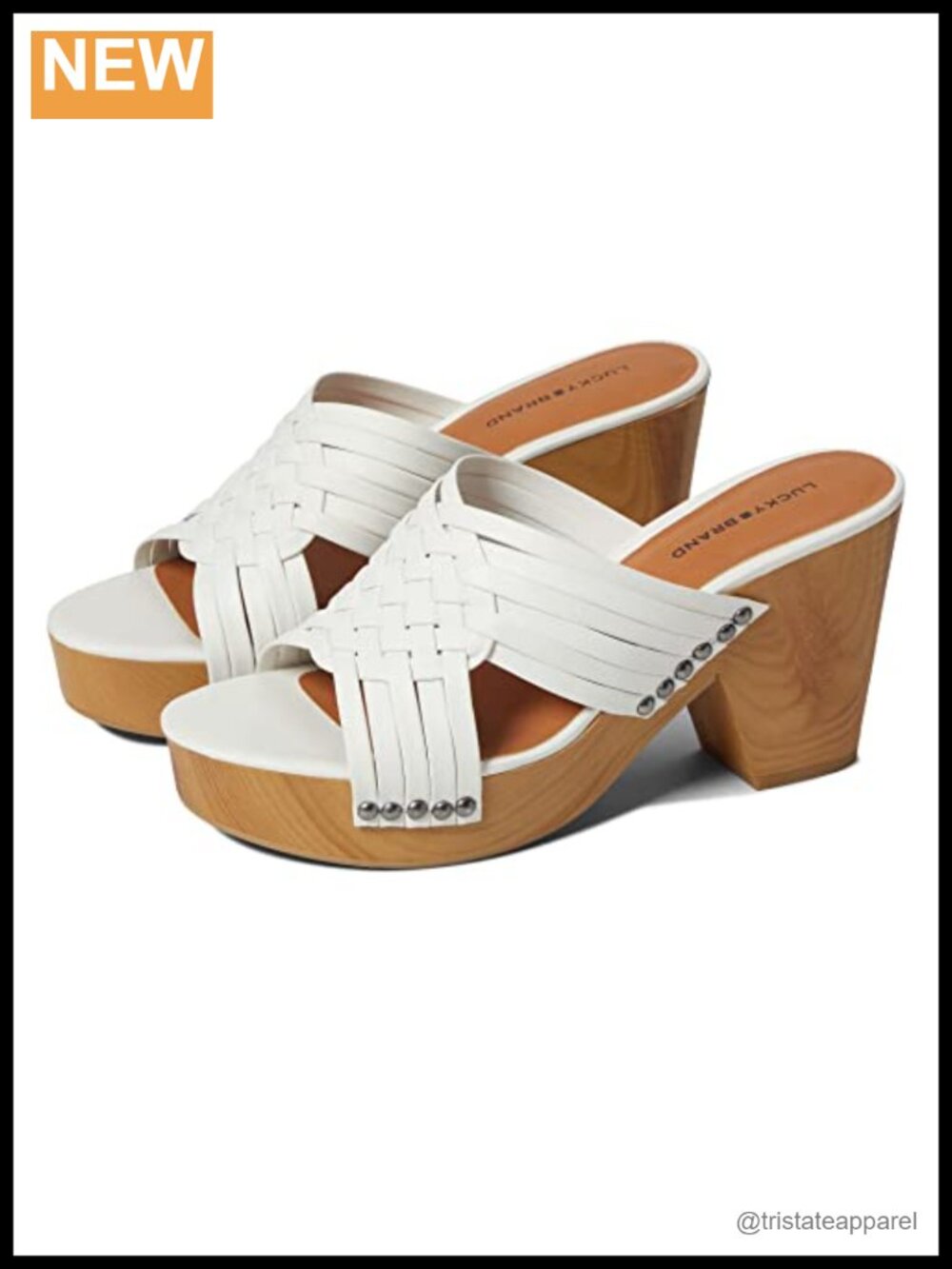 Leather Platform Slip On Sandal Block Heel Closed Toe Walking Shoe